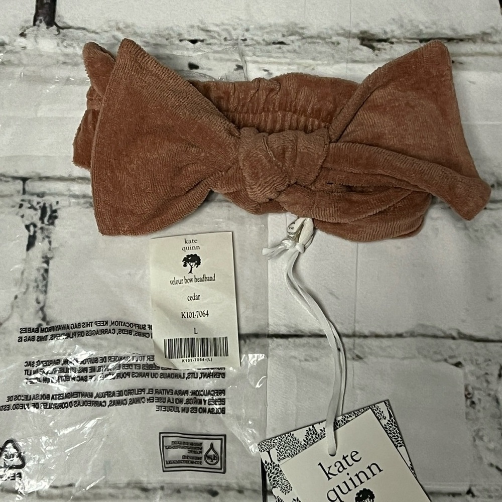 NWT Kate Quinn Velour Bow Headband Cedar L